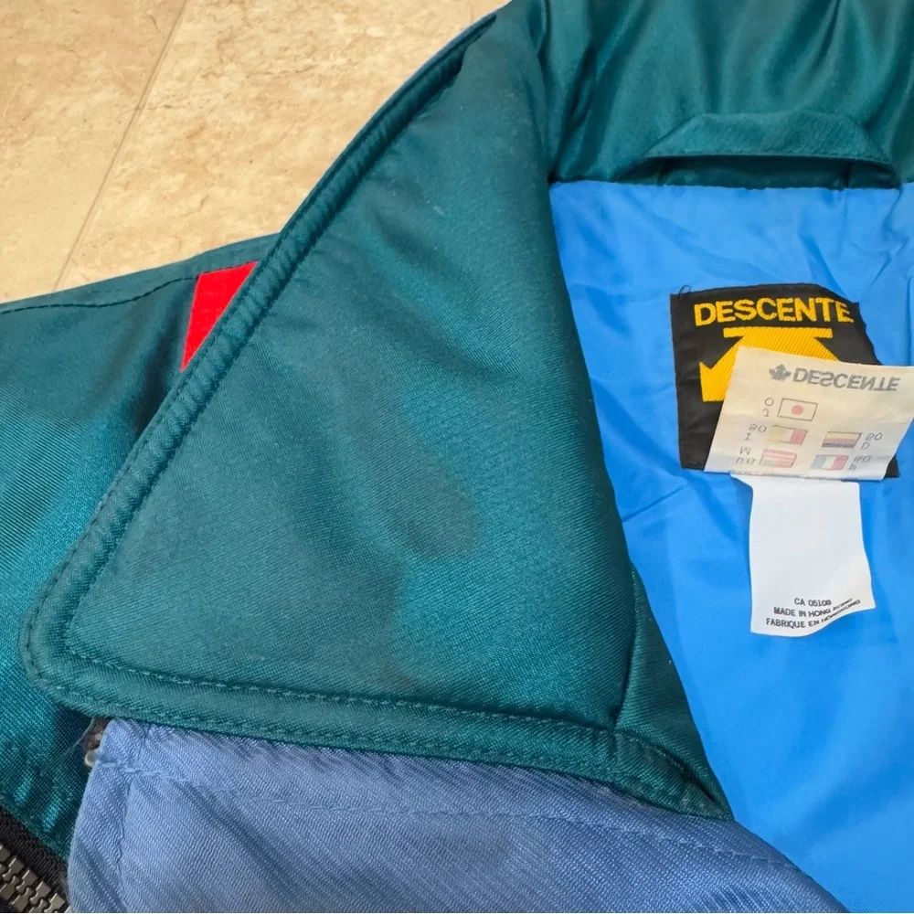 VTG Retro Descente Men’s Ski Blue Red Green Yellow 90s 80s Jacket Size Medium - Picture 7 of 15